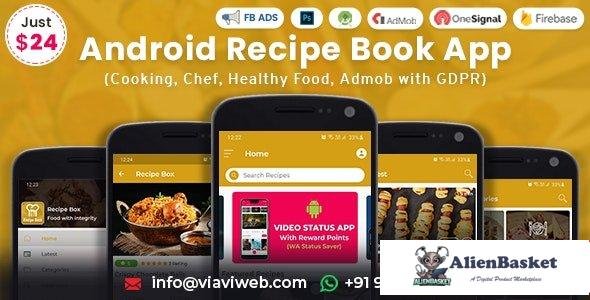 56912  Android Recipe Book App (Cooking, Chef, Healthy Food, Admob with GDPR) v2.3