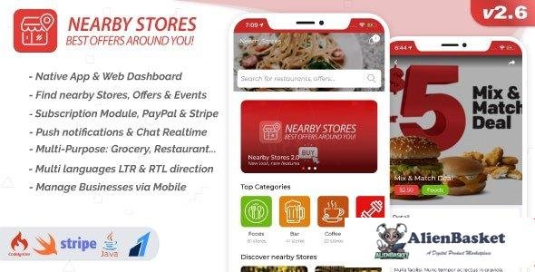 57623  Nearby Stores iOS v2.6 - Offers, Events, Multi-Purpose, Restaurant, Services & Booking