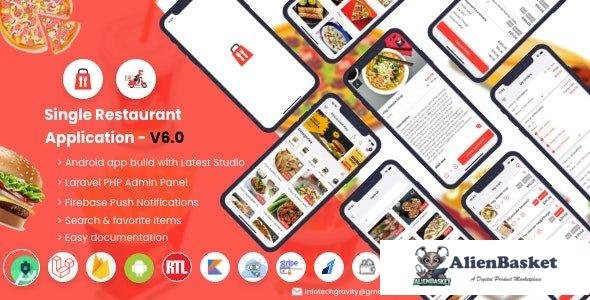 57837  Single Restaurant v6.0 - Android User & Delivery Boy Apps With Laravel Admin Panel