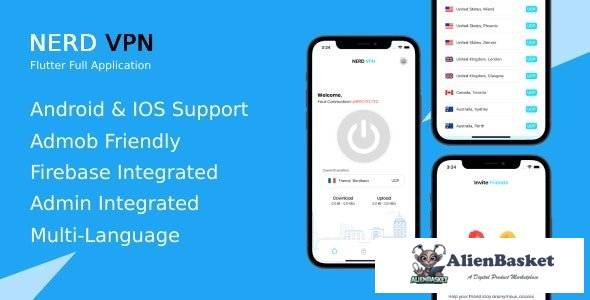 57896  Nerd VPN v4.0 - Flutter VPN Full Application with IAP, Integrated with Backend and Admin Pane