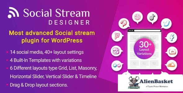 57982  Social Stream Designer v1.1.5 - Instagram Facebook Twitter Feed - Social media Feed Grid Gall