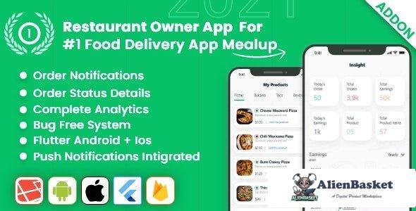 58028  owner app for Multiple Restaurants Food Ordering Flutter App Mealup v4.0