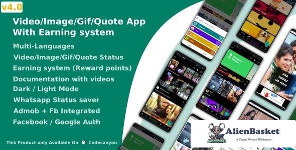 61649  Video/Image/Gif/Quote App With Earning system (Reward points) v5.0