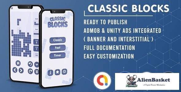 58412  Classic Blocks Tetris v1.0 - Admob + GDPR + Unity Ads