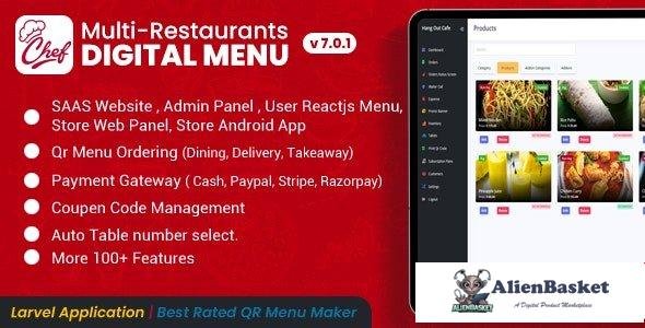 58486  CHEF v7.0.1 - SaaS - Contactless Multi-restaurant QR Menu Maker