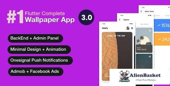 58775  Flutter Wallpaper App v3.0.1 - Backend+ Admin Panel (Full App)