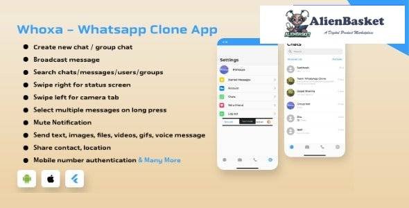 58839  Whoxa v1.1.0 - WhatsApp Clone App | Chat, Audio, Video App Flutter Android and iOS with Admin