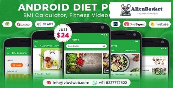 59025  Android Diet Plan App (BMI Calculator, Fitness Videos, Health Care) v6