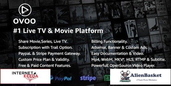 59960  OVOO v3.3.1 - Live TV & Movie Portal CMS with Membership System