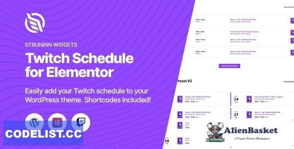 60160  Struninn - Twitch Schedule Elementor Widget v1.0.0