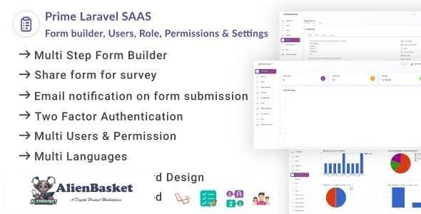 60469  Prime Laravel Saas 1.0.6 - Form builder, Users, Role, Permissions & Settings