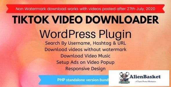 60718  TikTok Video Downloader without Watermark v2.1.0 - WordPress Plugin