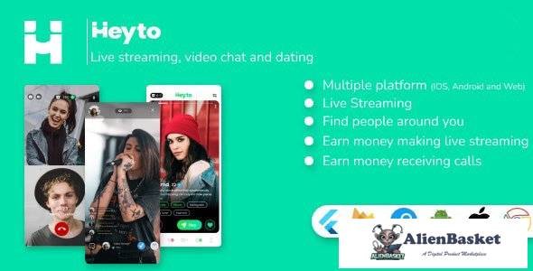 60983  Heyto v1.0 - Live Streaming (iOS, Android and Web) Paid Video calls and Dating, Payouts with 