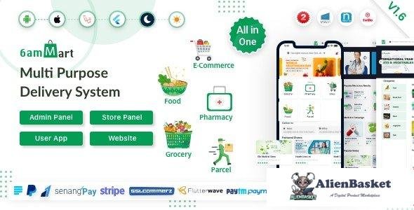 61294  6amMart v1.6.1 - Multivendor Food, Grocery, eCommerce, Parcel, Pharmacy delivery app with Adm