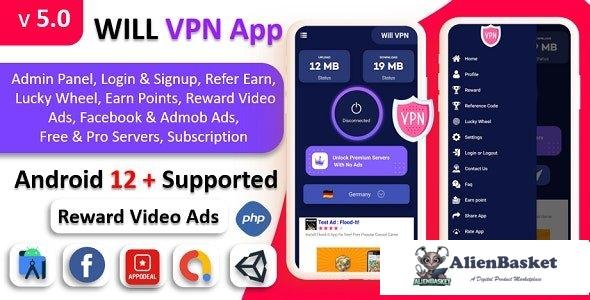61385  WILL VPN App v5.0 - VPN App With Admin Panel
