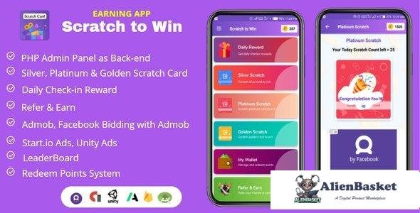 61801  Scratch to Win Android Earning App (Admob, Facebook bidding, StartApp, Unity Ads) v4.0