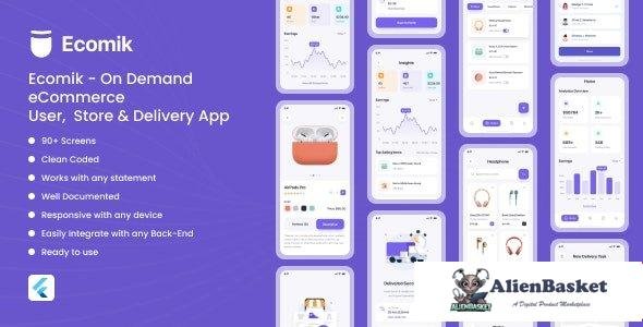 62232  Ecomik v1.0 – Ecommerce Flutter App Template for User, Store and Delivery