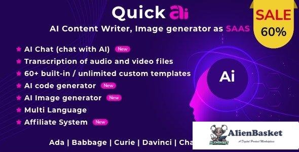 62877  QuickAI OpenAI v2.2.1 - AI Writing Assistant and Content Creator as SaaS - 