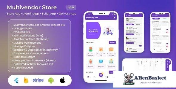 63338  Multivendor Store v1.1 - (Amazon, Flipkart, Walmart) with Seller App, Admin App and Delivery 