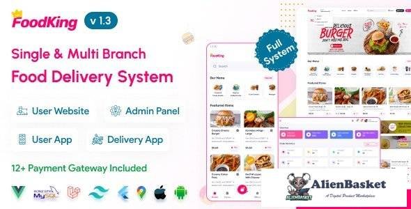 63806  FoodKing v1.3 - Restaurant Food Delivery System with Admin Panel & Delivery Man App | Restaur
