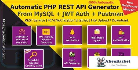 64097  Automatic PHP REST API Generator + Postman Docs from MySQL Database With JWT Token Authentica