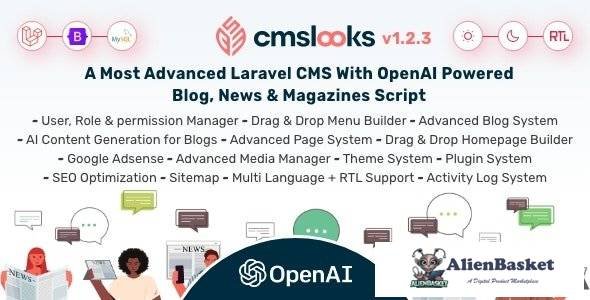 64410  CMSLooks v1.2.1 - Laravel CMS With OpenAI Powered Blog, News & Magazines Script - 