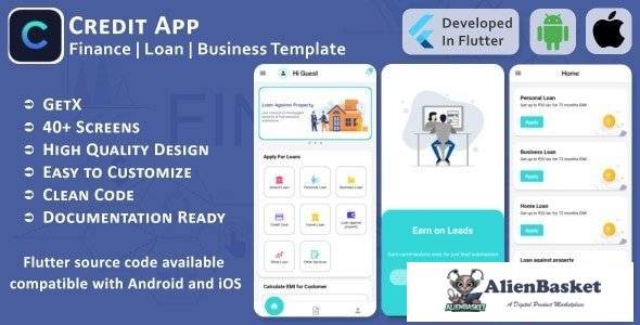 64923  Credit App v1.1 - Finance, Loan, Business - Flutter Mobile UI Template/Kit (Android, iOS)
