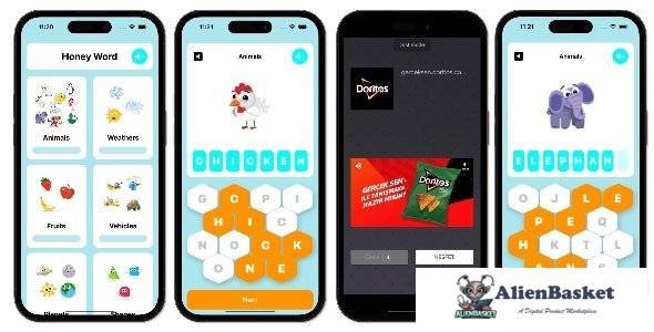 65171  Honey Word Puzzle Game - SwiftUI Full iOS Game For Kids