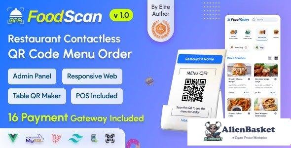 65239  FoodScan v1.0 - Qr Code Restaurant Menu Maker and Contactless Table Ordering System with Rest