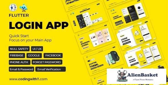 65322  Pro Flutter Login App, Frontend, Backend, Firebase - Modern Minimal Flutter App for any Appli