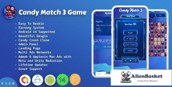 65820  Candy Match 3 Game with Earning System and Admin Panel + Landing Page v1.3.0