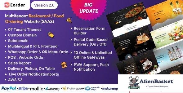66542  Eorder v2.0 - Multitenant Restaurant / Food Ordering Website (SAAS)
