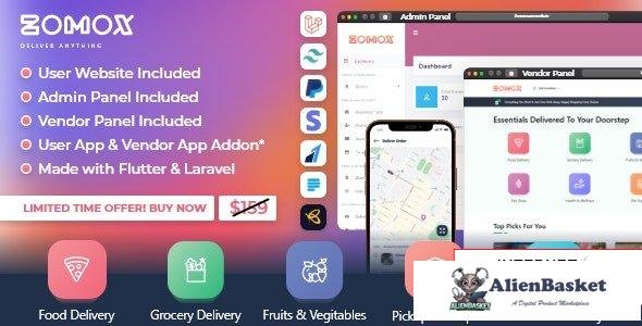 66552  Zomox v2.1 - Grocery, Food, Pharmacy Courier & Service Provider + Backend + Driver app