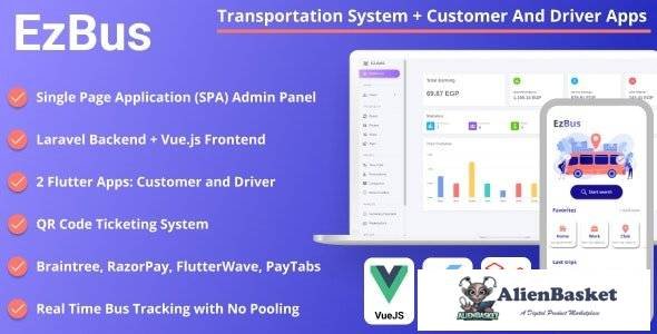 66918  EZBus v2.0 - Transportation Management Solution - Two Flutter Apps + Backend + Admin panel