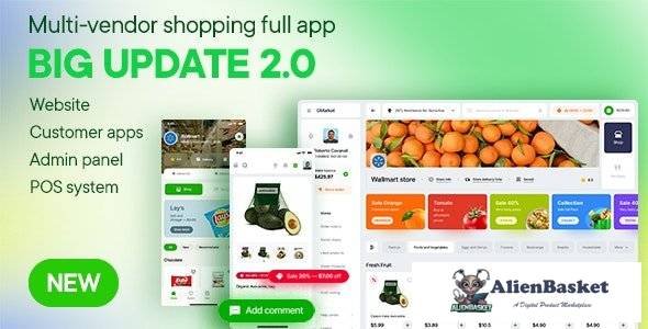 66974  SundayMart v24.0 - All-in-One Grocery, Pharmacy Multivendor eCommerce (Web, User, Vendor, Del