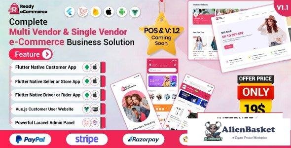 67049  Ready ecommerce v1.0 - Complete Multi Vendor e-Commerce Mobile App, Website, Rider App with S