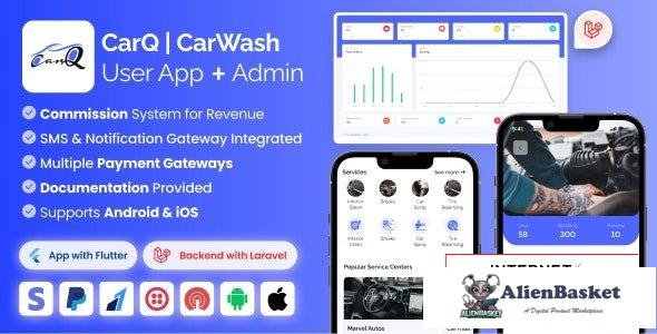 67191  CarQ v2.0.1 - Car Wash Marketplace SAAS User Flutter App & Laravel Admin Panel