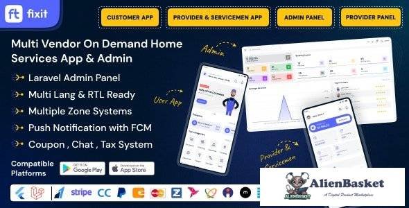 67306  Fixit v1.0.1 - Multi Vendor On Demand, Handyman, Home service Flutter App with Admin Complete