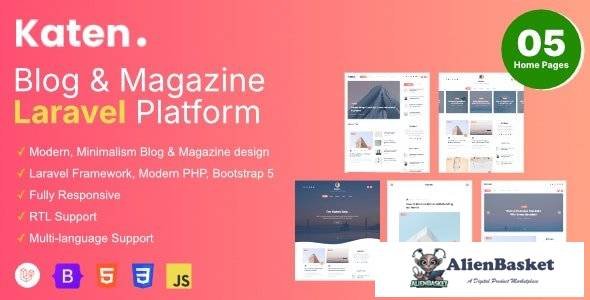 67321  Katen v1.1.6 - Blog & Magazine Laravel Script