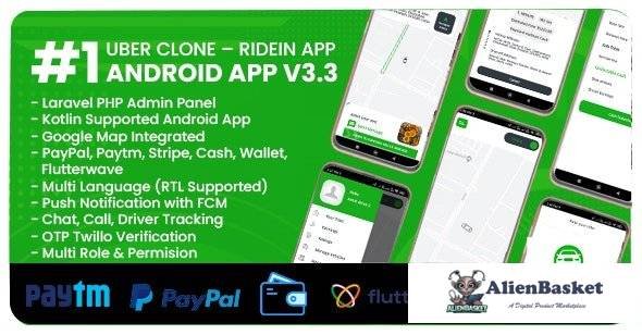 67360  RideIn Taxi App v3.3 - Android Taxi Booking App With Admin Panel