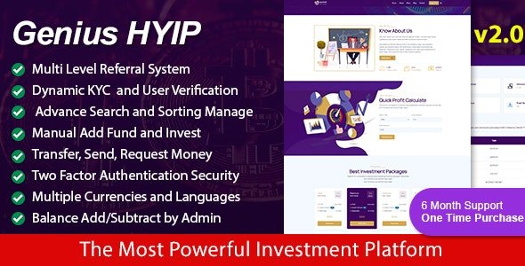 60152  Genius HYIP v2.0 - All in One Investment Platform