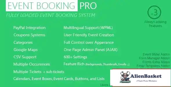 114588 Event Booking Pro - WP Plugin [paypal or offline] v3.815 