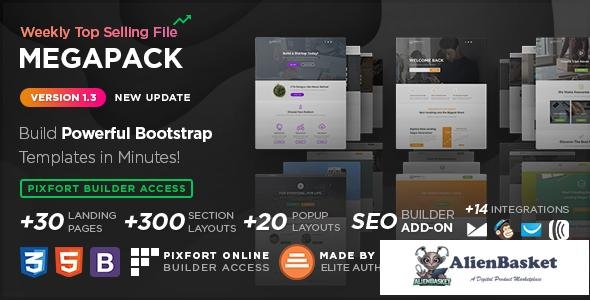 15388 MEGAPACK v1.3 – Marketing HTML Landing Pages Pack + PixFort Page Builder Access 