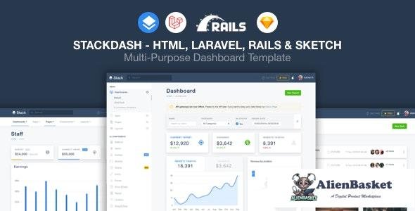 22738 StackDash v1.0 - HTML, Laravel & Rails Dashboard Template 