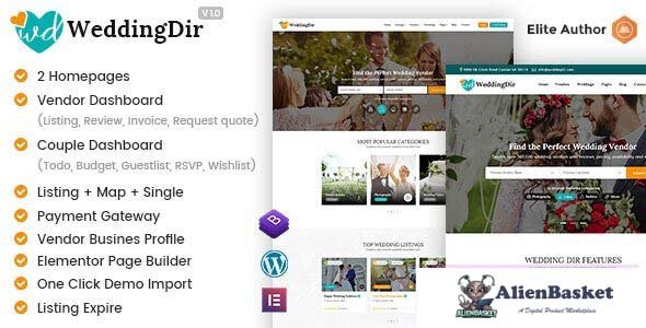 38534 WeddingDir v1.1.8 - Directory Listing WordPress Theme 