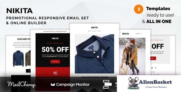 28738 Nikita v1.0 - Promotional Email Templates Set with Online Builder 