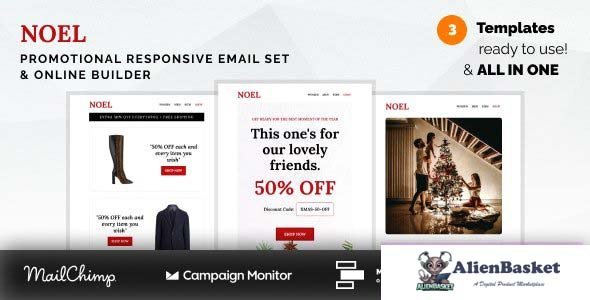 28769 Noel v1.0 - Promotional Email Templates Set with Online Builder 