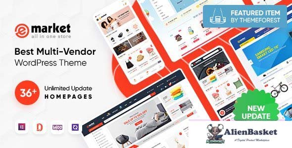 29040 eMarket v5.2.0 - All-in-One Multi Vendor MarketPlace Elementor WordPress Theme 