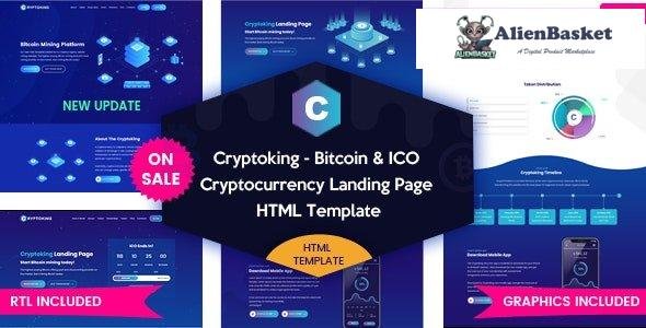 29670 Cryptoking ICO v1.5 - Bitcoin & ICO Cryptocurrency Landing Page HTML Template 