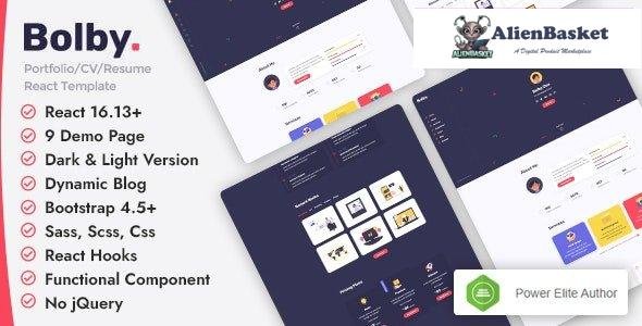 29773 Bolby v1.0 - React Personal Portfolio CV/Resume Template 